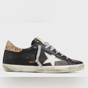 Golden Goose Super-Star Classic.  Black, white, gold.  Size 39.